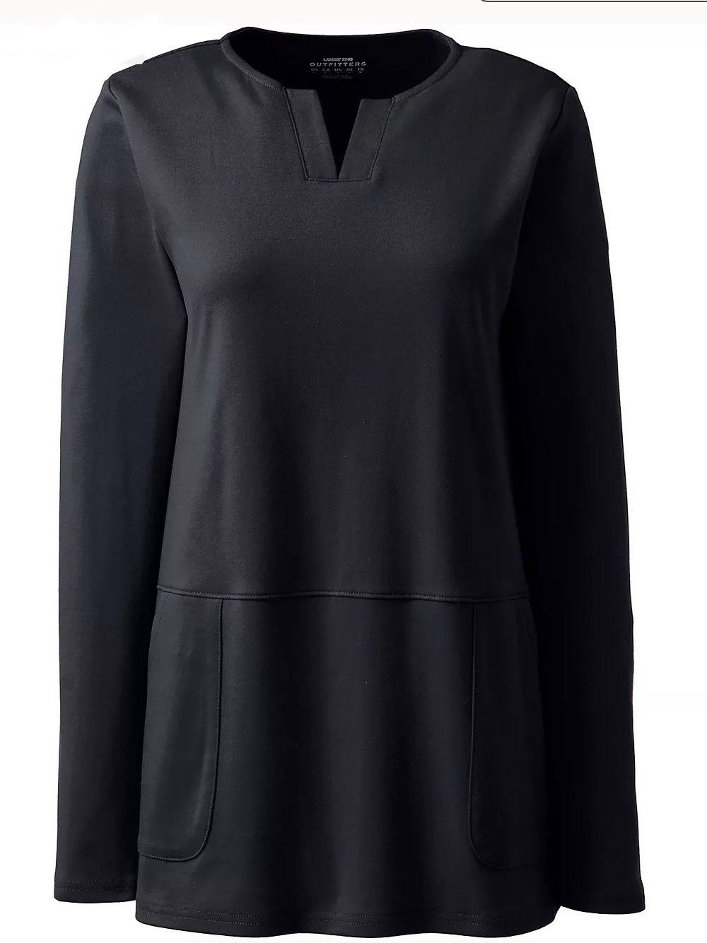Lands’ End NWT L Black Long-Sleeve Tunic Top
